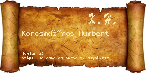 Korcsmáros Humbert névjegykártya